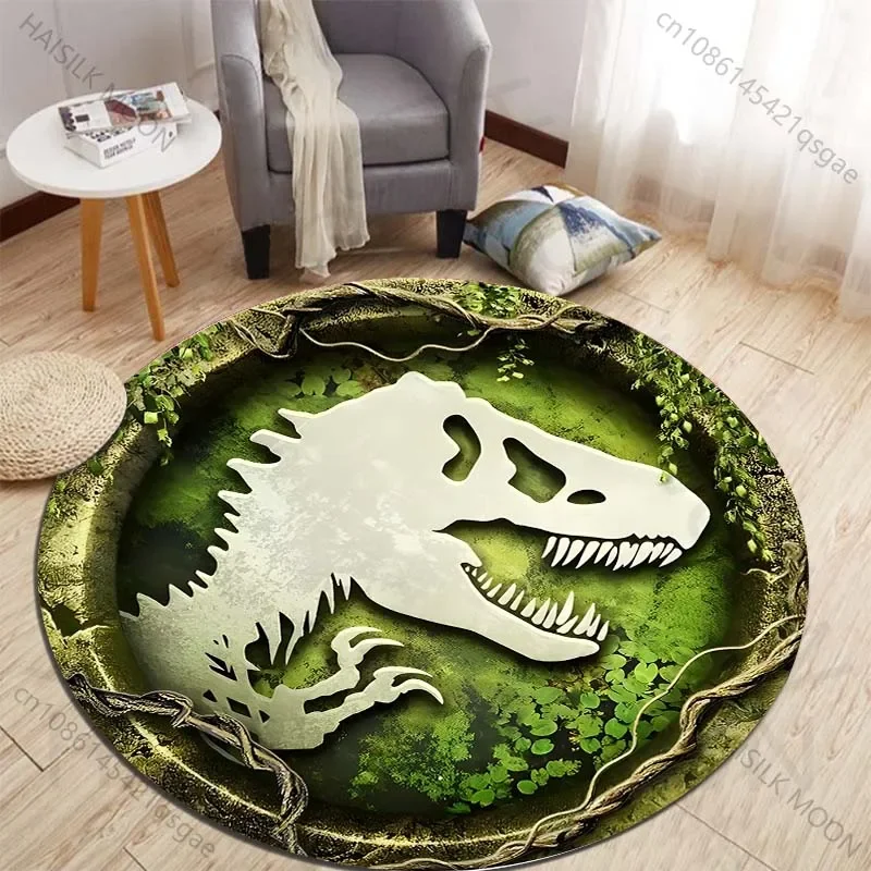 Kids Outdoor Area - HD 3D Dinozor Baskı Yuvarlak Halılar